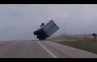 Dump truck tipping over