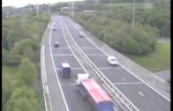 Truck accident caught on police camera Motorway M621 (M62 Crash Leeds West Yorks UK)