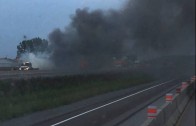 Véhicule en feu sur l’autoroute 20 (Québec) le 24 aout 2015