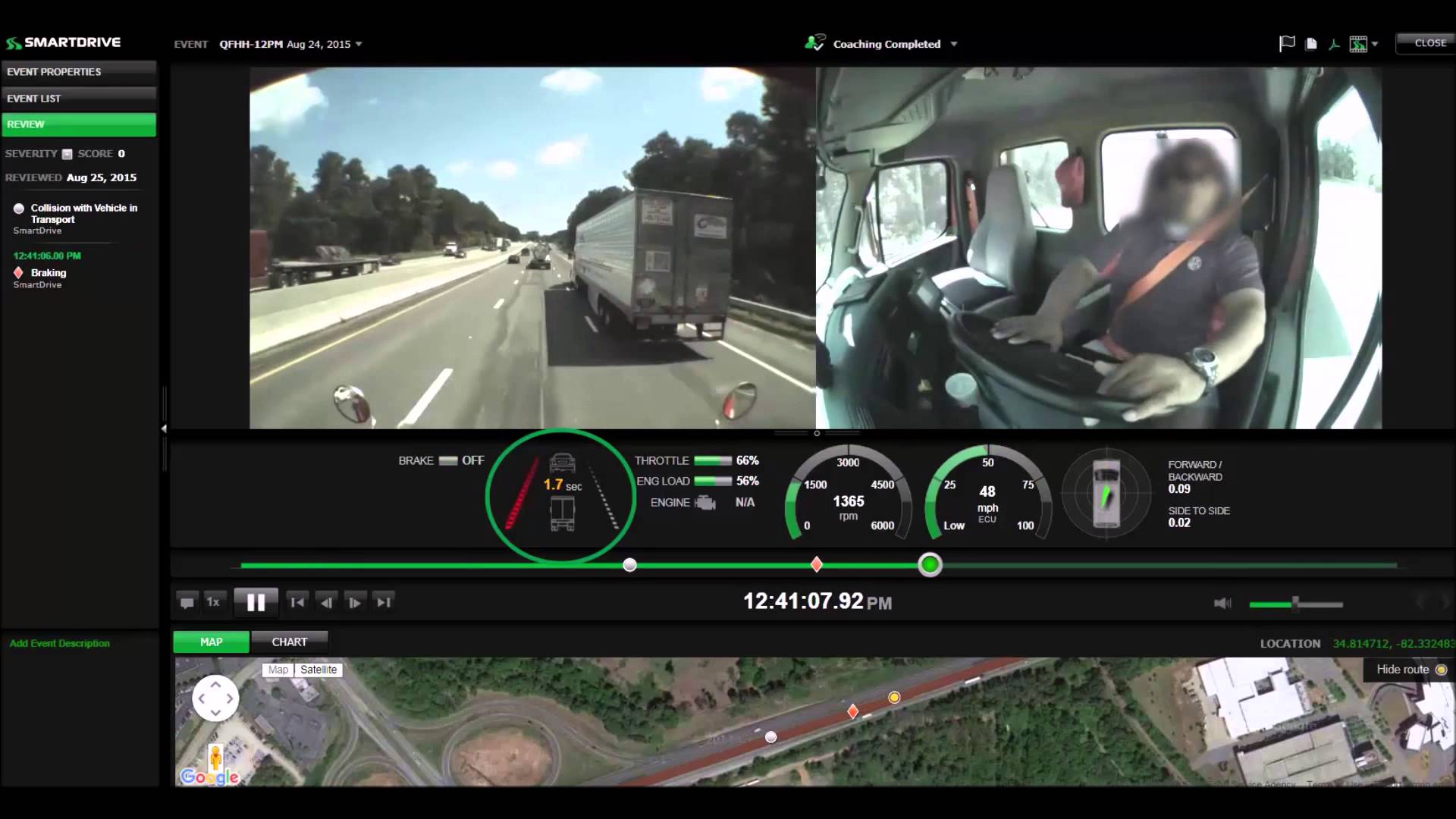 La dashcam film l'inattention d'un chauffeur de camion